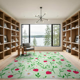 Strawberry Daisy Mint Green Area Rug