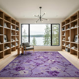 Purple Peony Floral Floral Vintage Area Rug