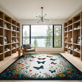 Multi-color and Patterns Whimsical Butterfly Meadow Area Rug