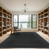 Vertical Thin Stripe Black White Area Rug