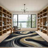 Abstract Swirl Brushstroke Area Rug
