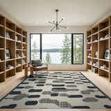 Modern Black White Organic Shapes Area Rug