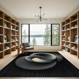Abstract Swirl Black White Area Rug