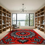 Red Vibrant Red Persian Star Medallion Rug