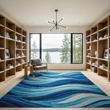 Serene Blue Ocean Waves Area Rug