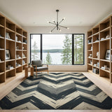 Distressed Chevron Grey Area Rug