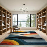 Sunset Wave Layers Geometric Area Rug