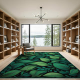 Lush Emerald Green Leaves Area Rug