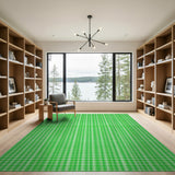 Green Geometric Modern Green Gingham Checkered Area Rug