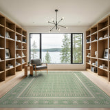 Ornate Green Persian Border Area Rug