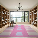Textured Pink Geometric Block Area Rug