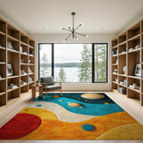 Whimsical Solar System Kids Rug with Planets Stars