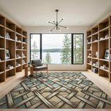Coastal Wooden Trellis Lattice Area Rug