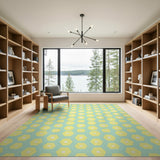 Mint Green Lemon Yellow Hexagon Geometric Area Rug