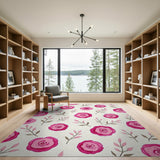 Pink Watercolor Roses Area Rug
