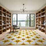 Vibrant Yellow Geometric Starburst Area Rug