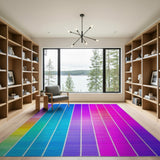 Multi-color and Patterns Vibrant Rainbow Gradient Stripe Area Rug