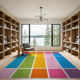 Vibrant Multi-Color Grid Area Rug