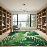 Green Lush Monstera Palm Leaf Green Area Rug