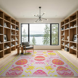 Playful Pink Easter Egg Pattern Area Rug