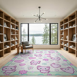 Adorable Pink Kawaii Cat Area Rug