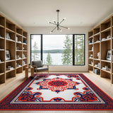 Red Red Navy Mandala Persian Area Rug