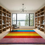 Vibrant Multi-color and Patterns Vibrant Rainbow Stripe Area Rug