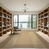 Beige Woven Coastal Area Rug with Tan Border