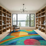 Cosmic Suns Rainbow Multi-Color Area Rug