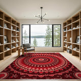 Ornate Red Mandala Floral Rug