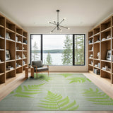 Lime Green Fern Leaf Area Rug