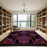 Purple Traditional Persian Purple Floral Persian Area Rug