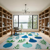 Blue Eggplant Fruit Pattern Area Rug