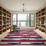 Patriotic American Flag with Propeller Planes Area Rug