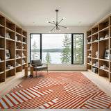 Orange Bold Orange Geometric Line Area Rug