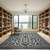 Grey Geometric Trellis Area Rug