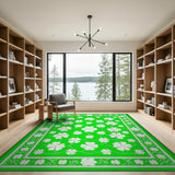 Emerald Green Shamrock Area Rug
