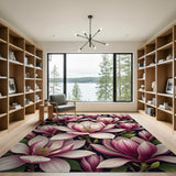 Blush Pink Magnolia Blossom Area Rug