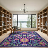 Vibrant Purple Floral Area Rug