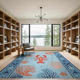 Lobster Coral Reef Coastal Area Rug
