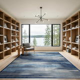 Blue Wavy Stripe Abstract Area Rug