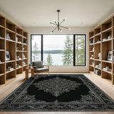 Traditional Persian Black and White Black White Ornate Persian Area Rug