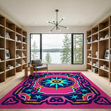 Vibrant Pink Starburst Medallion Rug