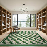 Lush Green Palm Frond Coastal Rug