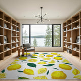 Fruit Pattern Yellow Sunny Lemon Slice Fruit Pattern Area Rug