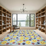 Smiling Lemon Fruit Pattern Area Rug