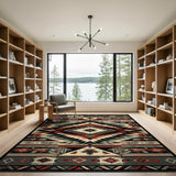 Bold Red Diamond Southwestern Geometric Rug