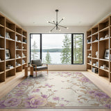 Purple Purple Peony Floral Area Rug