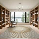 Beige Concentric Dot Circle Area Rug