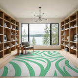 Vibrant Green Wavy Line Area Rug